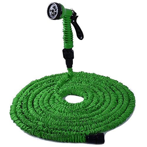 Flexible Expandable Garden Hose25FT Garden Hose Yummy Sam Double Layer Latex Retractable Collapsible Garden Water Hose with 7 Functions Spray NozzleExpands to 3 Times Length 25Ft Green