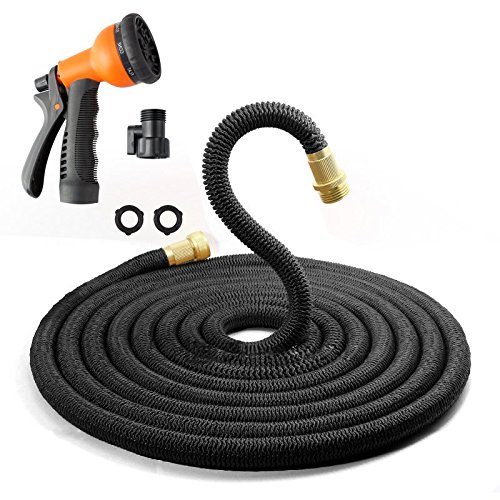 50 Ft Strongest Expandable Garden HoseExtra Strength FabricDouble Latex Core34 Snake Magic Pocket Water Hoses Black Come With a Gift 8 Pattern Spray Nozzle