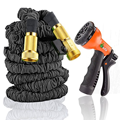 Brass Connectors Expandable Garden Hose By Gada-150ft Black Kinkflexible-the Best Expanding Garden Hose For All