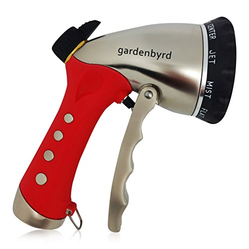 Gardenbyrd Hose Nozzlendash Metal Garden Hose Nozzle With Pressure Flow Control 10 Pattern Black Red