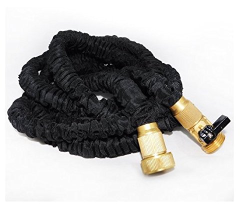 Soled Utility Hose 25 Footupgraded Brass Fittings And Shut-off Valve Toughest Flexible Expanding Gardenblack