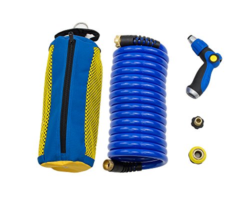 HoseCoil 20 High Performance RV Boat and Garden Hose with Storage System and Quick Release WN810U Hose Nozzle