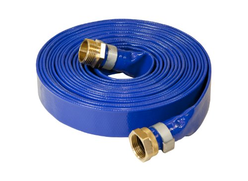 Abbott Rubber 1147-1000-25 Reinforced Blue Pvc Lay Flat 1-inch By 25-feet Water Discharge Hose With 1-inch Threaded