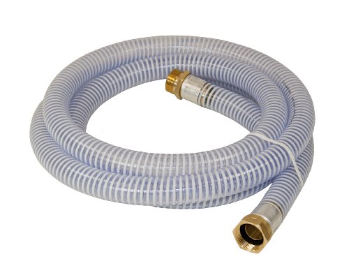Abbott Rubber 1241-1000-10 Pvc Water Suction 1-inch By 10-feet Transfer Hose With Threaded Couplings Clearwhite