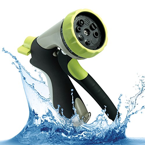 ENROSE Sturdy Garden Water Hose Nozzle 8 Spray Patterns Heavy Duty Metal Construction Hand Nozzle Spray Gun