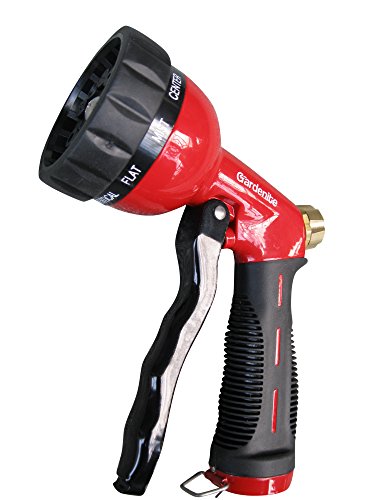 Garden Hose Nozzle  Hand Sprayer - Heavy Duty 10 Pattern Metal Watering Nozzle - High Pressure - Pistol Grip