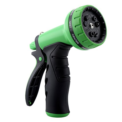 Gdealer Garden Hose Nozzle 9 Pattern Hand Spray Nozzle Heavy Duty Hand Free Clip High Pressure Water Hose Nozzle