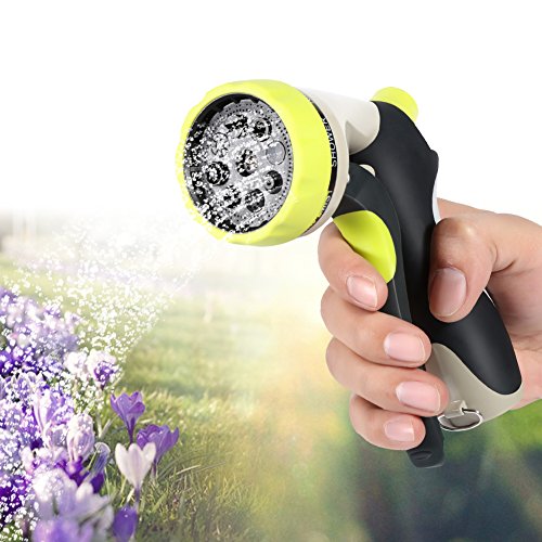 Hose Nozzle 8 Water Stream Settings Garden Sprayer with Flow Control Handle Lock Leak Free Heavy Duty Garden Spray Nozzle Front Trigger Water Nozzle for Watering Plants Lawn Washing Car Pet Bath