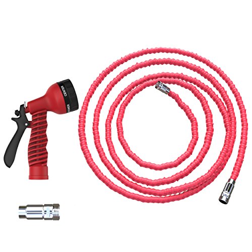 Expandable 50 Foot Garden Water Hose By Casa Felice - Heavy Duty Double Layer Latex Fabric Core - Corrosion Resistant Leak-Proof Nickel Alloy Fittings - Lightweight Retractable Tangle-Free Design