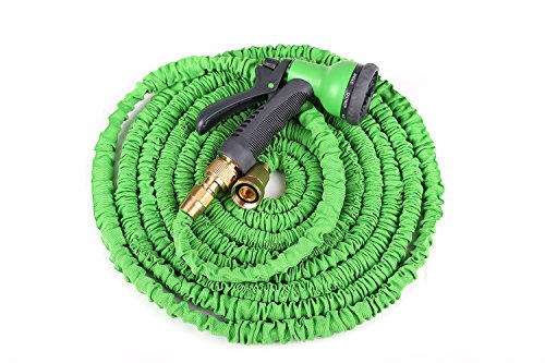 Tech-plus Super Lightweight Expanding Garden Hose8 Functions Spray Garden Hose Nozzle no Kink Hose Hideaway