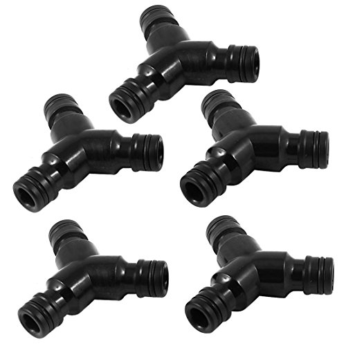 uxcell Home Plastic 3 Way Garden Lawn Hose Joint Connector Fitting Adapter 16cm Pipe Diameter 5pcs Black