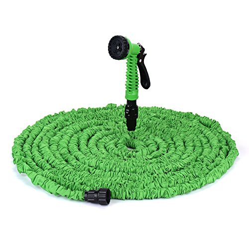 Smoothsail Expanding Hose - 100 Foot Garden Hose - QuickPOP Fittings Triple Layered - Retractable Shrinking Coil - Light Weight Green