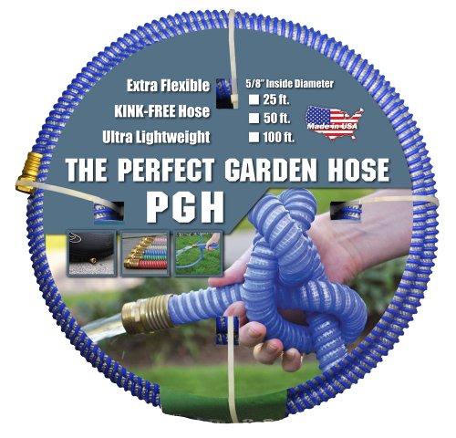 Tuff-Guard The Perfect Garden Hose Kink Proof Garden Hose Assembly Blue 58 Male x Female GHT Connection 58 ID 100 Foot Length