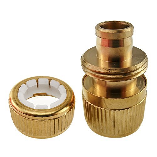Brass 12 Inch Garden Water Hose Fitting Connector to Female Quick Release Connector Coupling by InnoLife