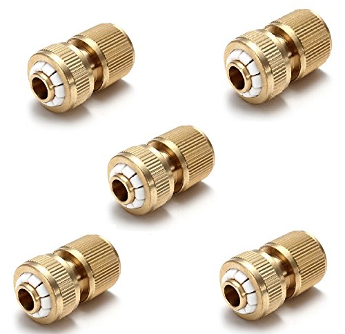 Farmunion 5Pcs Brass 12 Inch Garden Water Hose Fitting Connector To Female Quick Release Connector Coupling