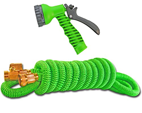 Kelley General Expandable Flexible Garden Water Hose 25 Solid Metal Fittings With Shut Off Valve Indestructible