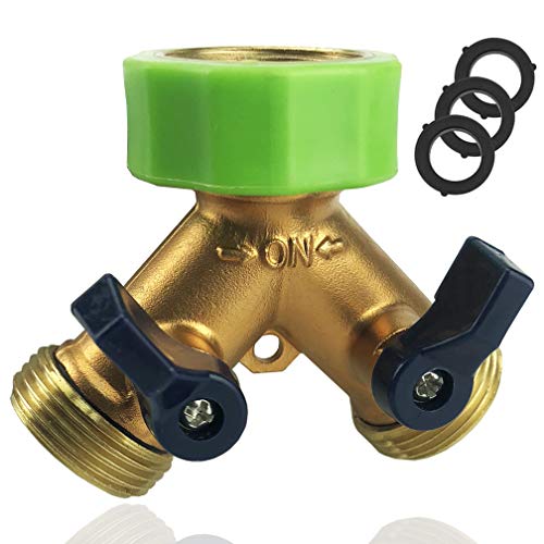 Pexio Professional Garden Hose Connector Hose Splitter 2 Way with Comfortable Rubberized Grip Body Made of Copper