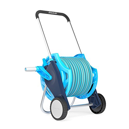 Professional Garden Hose Reel Hosepipe Trolley Set Including Proffesional 20m Hose and Spray Gun