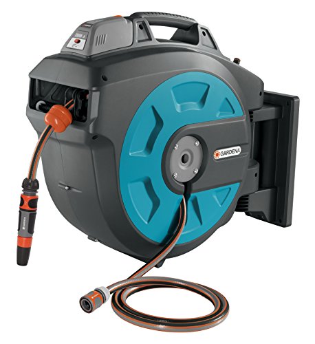 Gardena Retractable Battery Operated Hose Reel 115-feet With Convenient Hose Guide