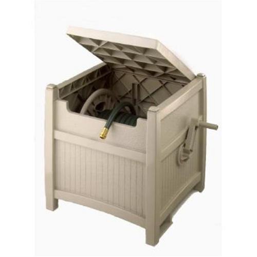 Suncast 100-Foot Capacity Garden Hose Reel Hideaway with Hose Guide Taupe PHT100
