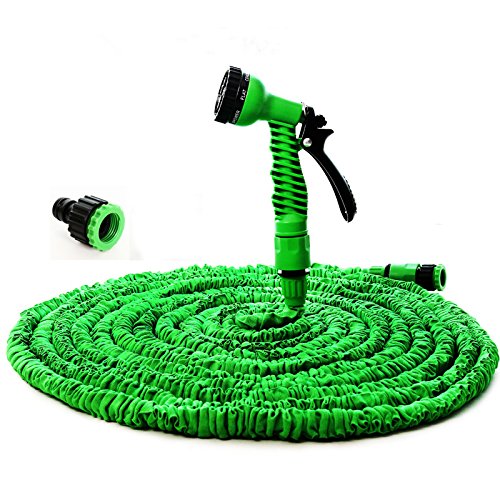 Leeaw Expandable Flexible Collapsible Garden Hose For Easy Home Storage (25ft, Green)