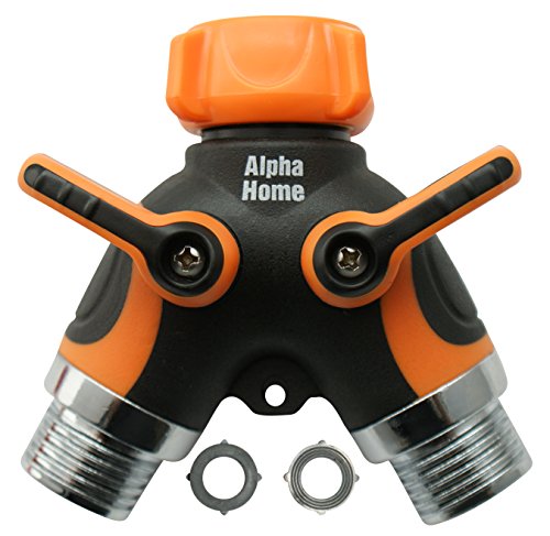 Ahp 2-way Garden Hose Connector Y Valve Splitter With Arthritis Friendly Comfort Grip And 2 1 Rubber Washers