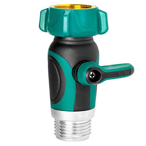 ZYJ Single Garden Hose Splitter Shut Off Valve Metal Body Water Garden Connector with Comfortable Rubberized Grip