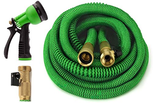 ALL NEW 2017 Expandable Garden Hose 25 Feet with 8 Spray Pattern Nozzle Strongest Expanding Garden Hose on the Market with Triple Layer Latex Core Latest Improved Extra Strength Fabric Protection