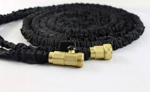 ALL NEW 2017 Tangle free Lightweight 50ft Expandable Garden Hose with Nozzle Solid Brass Connection and Extra Strength Fabric