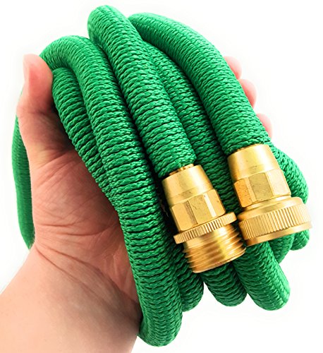 Newest 2017 50ft Expandable Garden Hose - Guaranteed by best available- Strongest Brass Connections - Free Gift 7 Pattern Spray Nozzle - No Kinking Flexible Triple Layer Latex 50ft