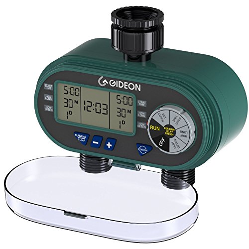 Gideon Electronic Dual-valve Hose Irrigation Water Timer Sprinkler System - Simple Hose Connection with Easy to Use Digital System