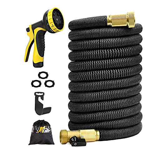75 ft Lightweight Garden Water HoseExpandable Garden Hose with 34 inch Solid Brass Fittings 9 Function Spray Nozzle Expanding Garden HosesDurable Outdoor Gardening Flexible Hose for Yard