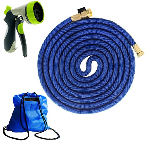 Pegzos Strongest 25 Feet Expanding Garden Hose With Triple Layer Latex Core Extra Strength Outside Fabric Solid