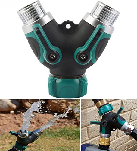 Zyj Y Water Garden Connector Hose Spliter 2 Way Metal Body With Rubberized Grip