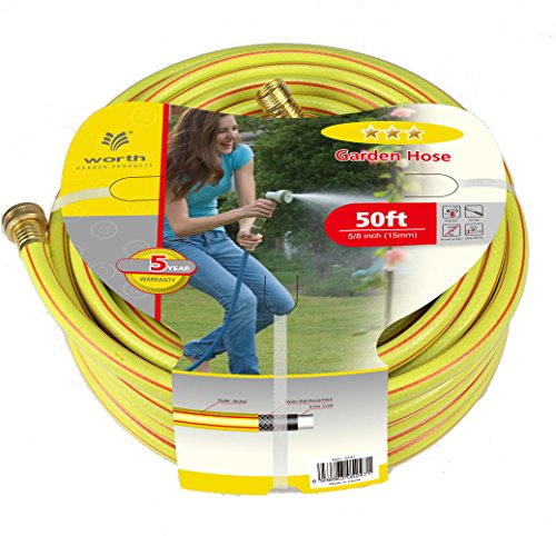 Worth 3 Stars 58 In Dia X 50 Ft Four-layer Yellow Garden Hose Ideal Indoor Outdoor Landscaping Watering Hose 5202