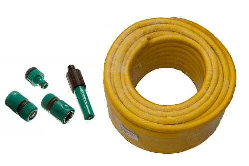 Yellow Garden Hose Pipe Braded Pro Anti Kink Length 50M Bore 12Mm  Fittings