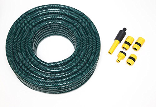 50M HOSEPIPE SET GREEN GARDEN HOSE  CONNECTORS HOZELOCK COMPATIBLE