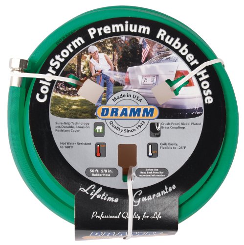 Dramm 17004 Colorstorm Premium 50-foot-by-58-inch Rubber Garden Hose Green