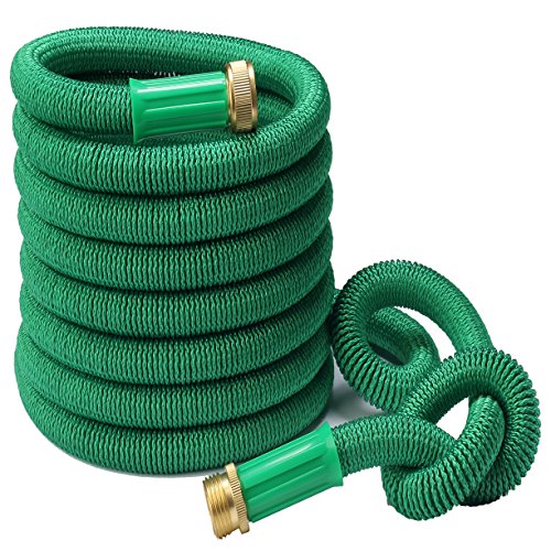 GREENBEST Expanding Garden Hose50 Feet Expandable Garden Hose with Brass Connector and Spray Green