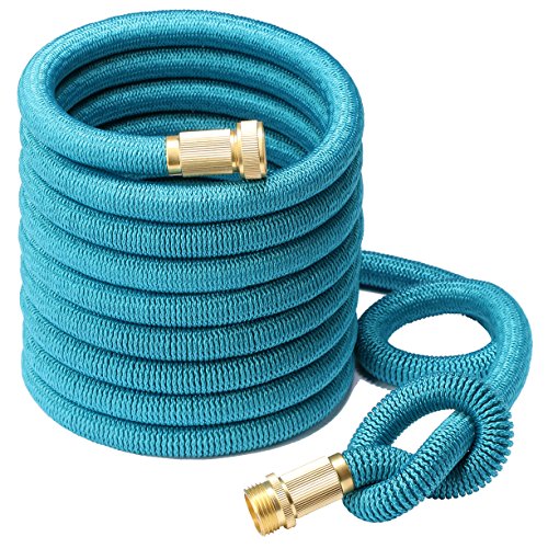 Greenbest 2016 New 50 Expanding Ultimate Expandable Garden Hose Solid Brass Connector Fittings Blue