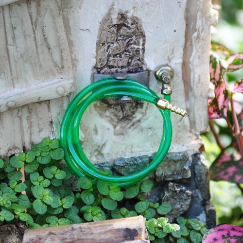 Miniature Fairy Garden Green Garden Hose Wall Attachment