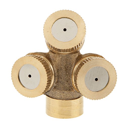 D DOLITY 12inch Brass Misting Spray Nozzle Sprinklers for Garden Irrigation Hose Connector Fitting 3 Holes