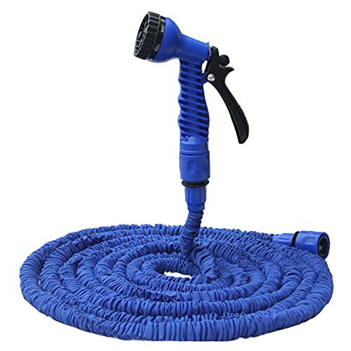 Flexible Expandable Garden Hose50FT Garden HoseYummy Sam Double Layer Latex Retractable Collapsible Garden Water Hose with 7 Functions Spray NozzleExpands to 3 Times Length 50Ft Blue 