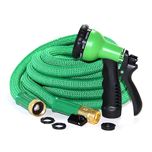 50 Ft Kink Free Triple Latex Core - Green Expanding Garden Hose - Ultra Durable Inner Tube, Commercial Grade Brass