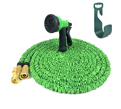 HIGH PRESSURE-RESISTANCE DURABLE Garden Hose Strongest Hose Water Hose Expandable Hose with 8-way Spray Nozzleï¼Œ Shutoff Valve and Hose Holder Solid Brass Fittings 100 Feet Green