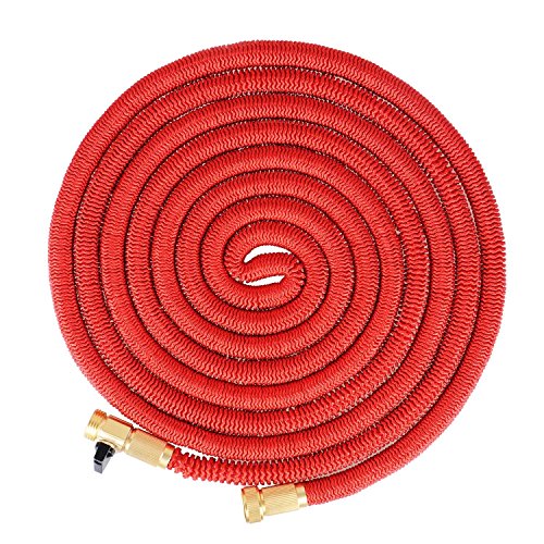 25FT High Quality Red Retractable Garden Hose with Brass Connector