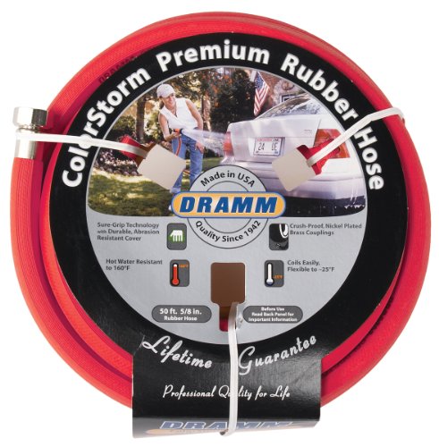 Dramm 17001 Colorstorm Premium 50-foot-by-58-inch Rubber Garden Hose Red