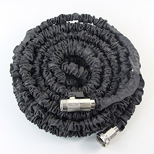 iZEEKER 50ft Flexible Expandable Garden Hose Reel with Double Latex inner tube brass fitting Connectors for IrrigationWatering Flowers and Washing Car- Extra Washers Included