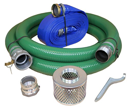 Eagle Pvc/aluminum Water/trash Pump Hose Kit, 3" Green Suction Hose Coupled C X Kcn, 3" Blue Discharge Hose Coupled