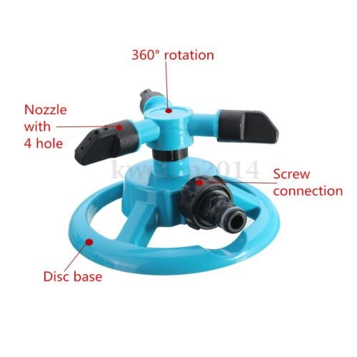 360Â° Fully Circle Rotating Water Sprinkler 3 Nozzles Garden Pipe Hose Irrigation
